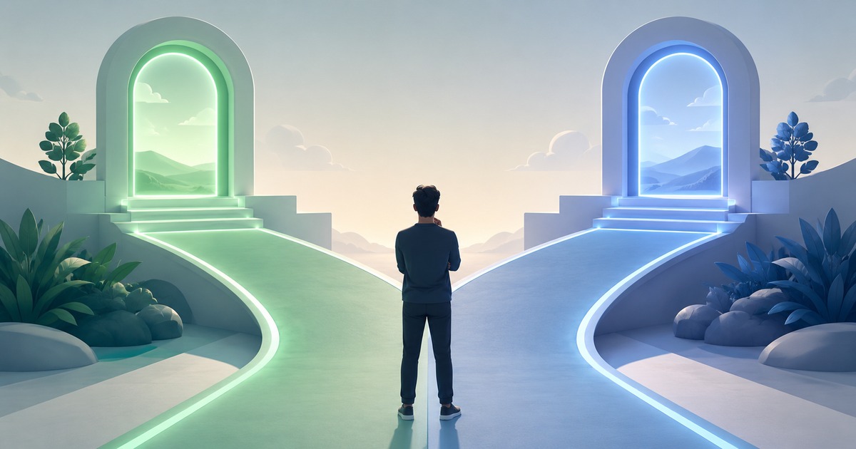 Fork in the road representing choice between Shopify and WooCommerce