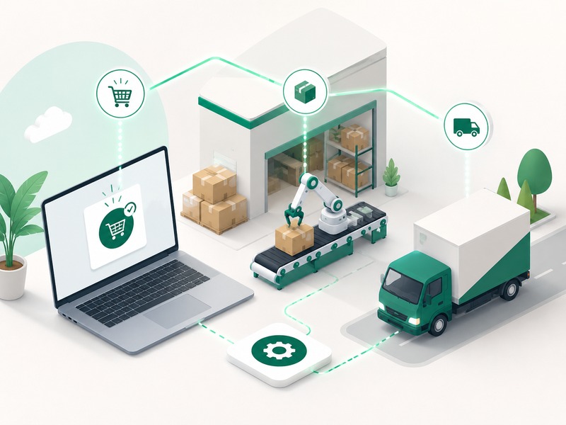 Automated order fulfillment workflow from laptop to delivery