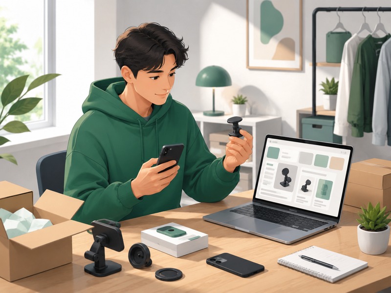 Entrepreneur checking product quality for dropshipping store