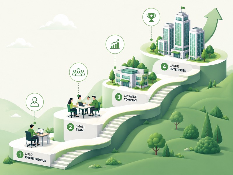 Business growth path from solo entrepreneur to enterprise