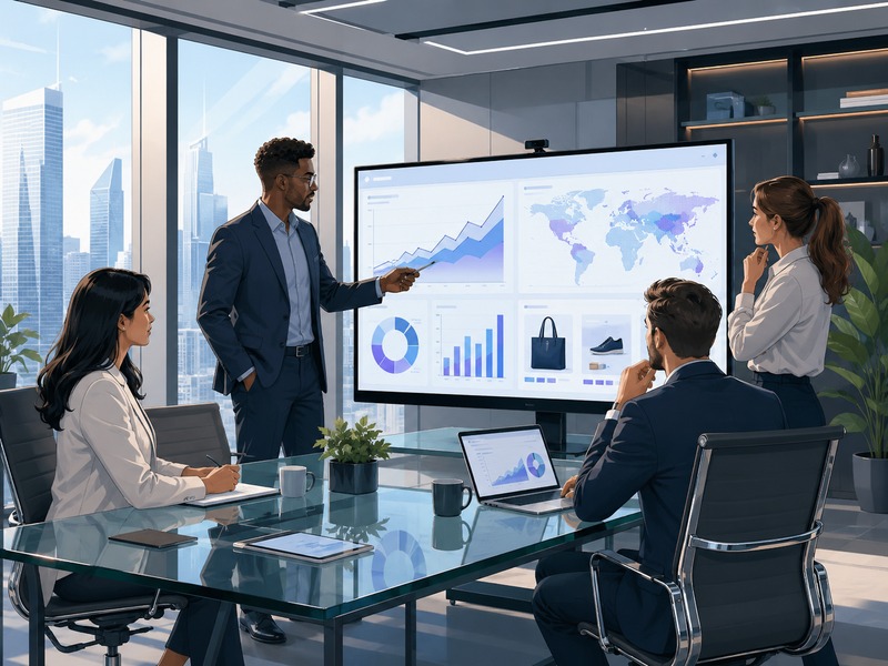 Professional team collaborating in modern enterprise office