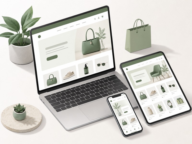 Shopify website displayed beautifully across laptop, tablet and smartphone