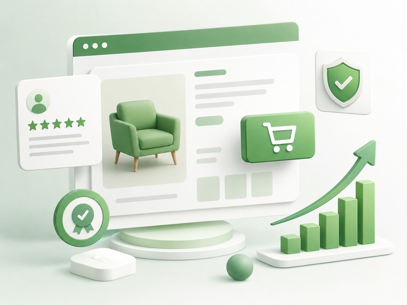 Website landing page with conversion optimization UI elements