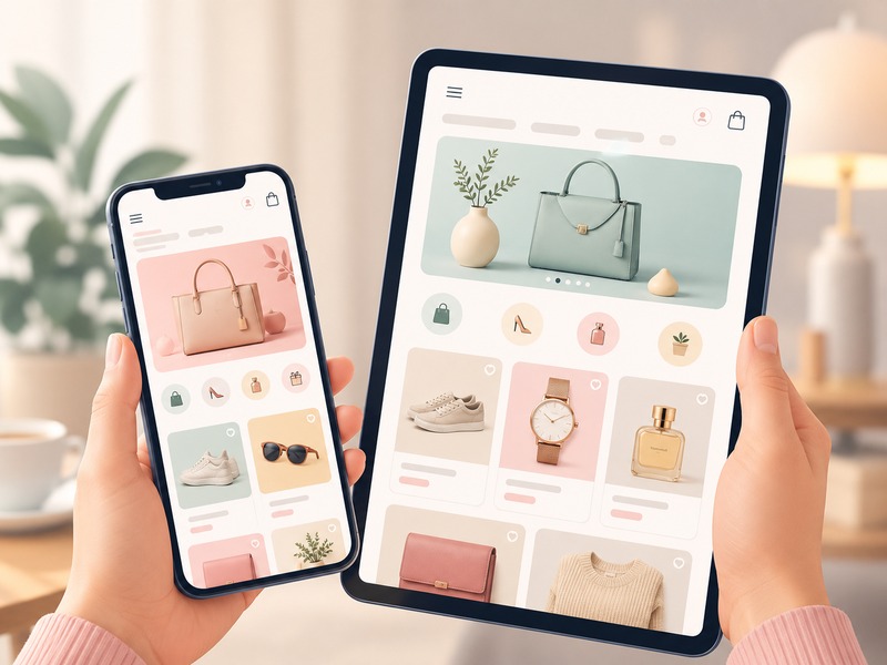 Smartphone and tablet displaying mobile-optimized ecommerce website