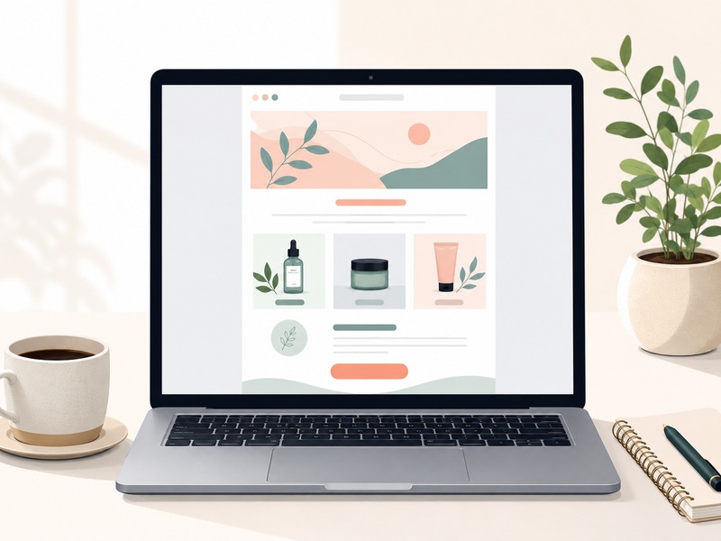 Elegant email newsletter design displayed on laptop screen