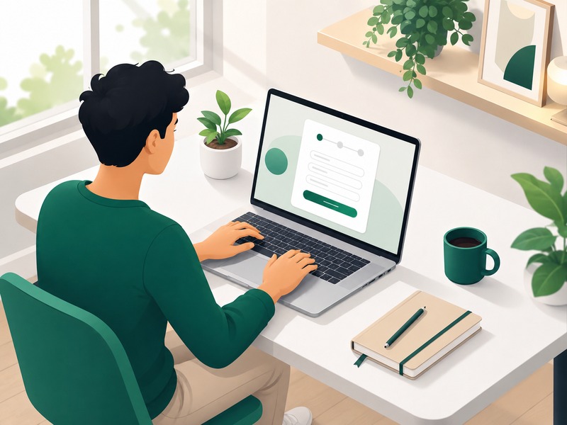 Person filling out simple online signup form on laptop